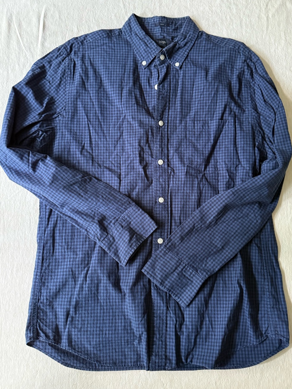 Men's Navy Check Button-Down size L excellent condition!